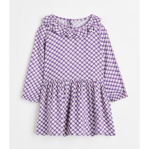 H&M Girl Purple Flower Floral Print Ruffled Peter Pan Collar Dress Size 8-10 NEW